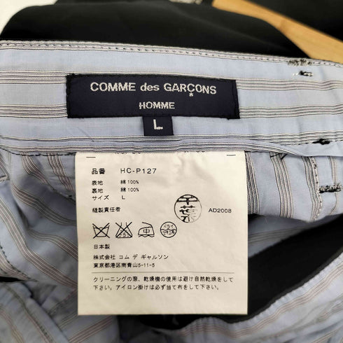 コムデギャルソンオム COMME des GARCONS HOMME 09SS 裏地ストライプ コットン ストレート パンツ AD2008 メンズ JPN:L